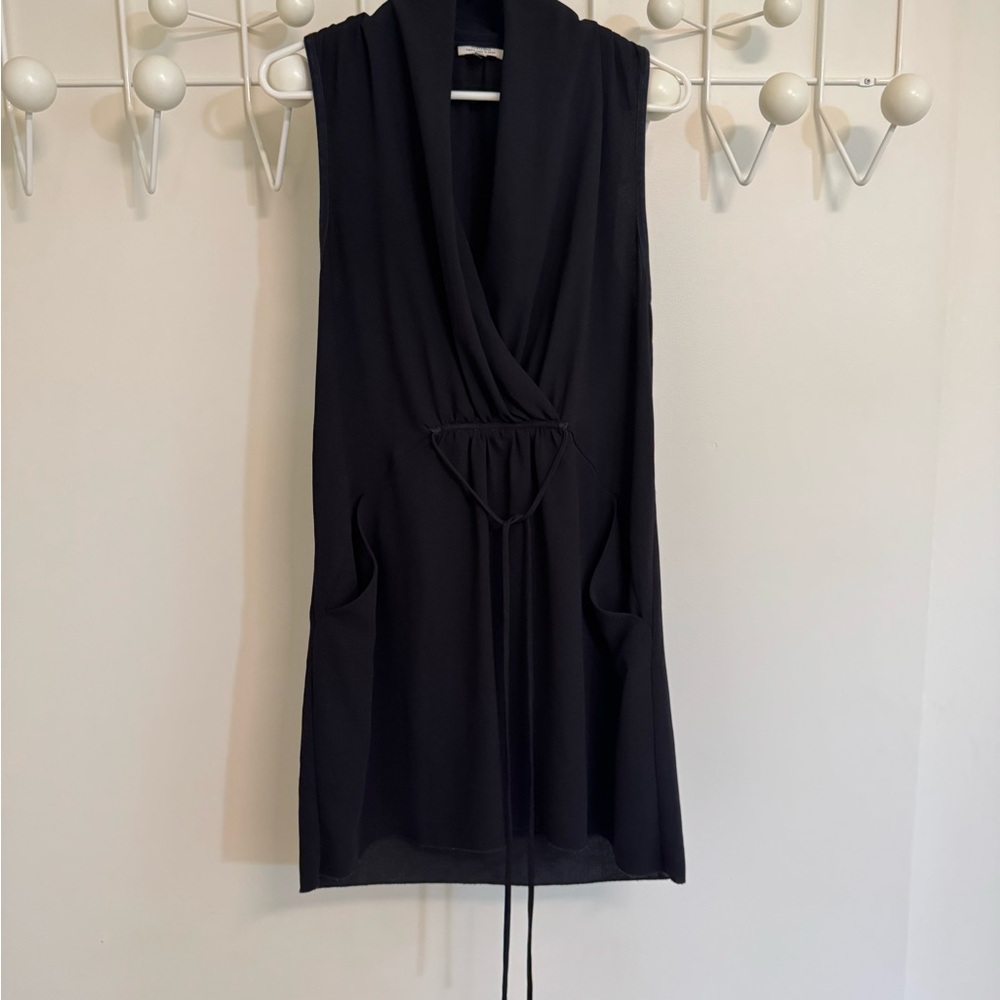 Wilfred Black Sheath Mini Dress Wrap Tie Front